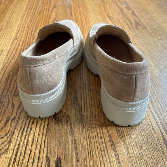 Portland Leather Patina Zoe Chunky Loafer Sz 8.5 Tan Suede Platform Lug Sole - Picture 7 of 8